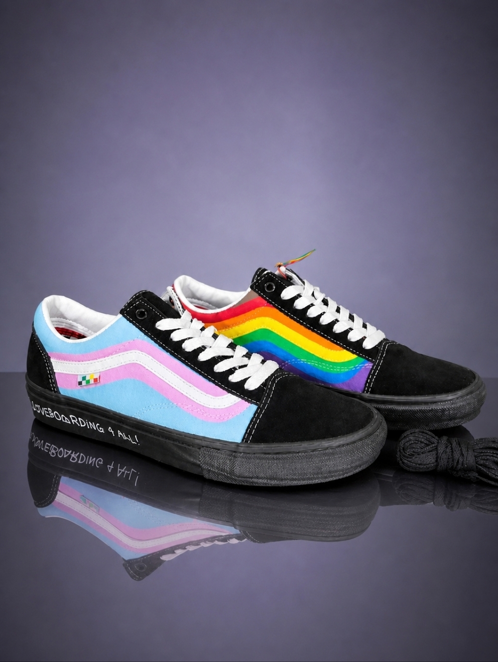 Vans Skate Old Skool Pride Multi Rainbow Black Men’s 3.5 Women’s 5 New